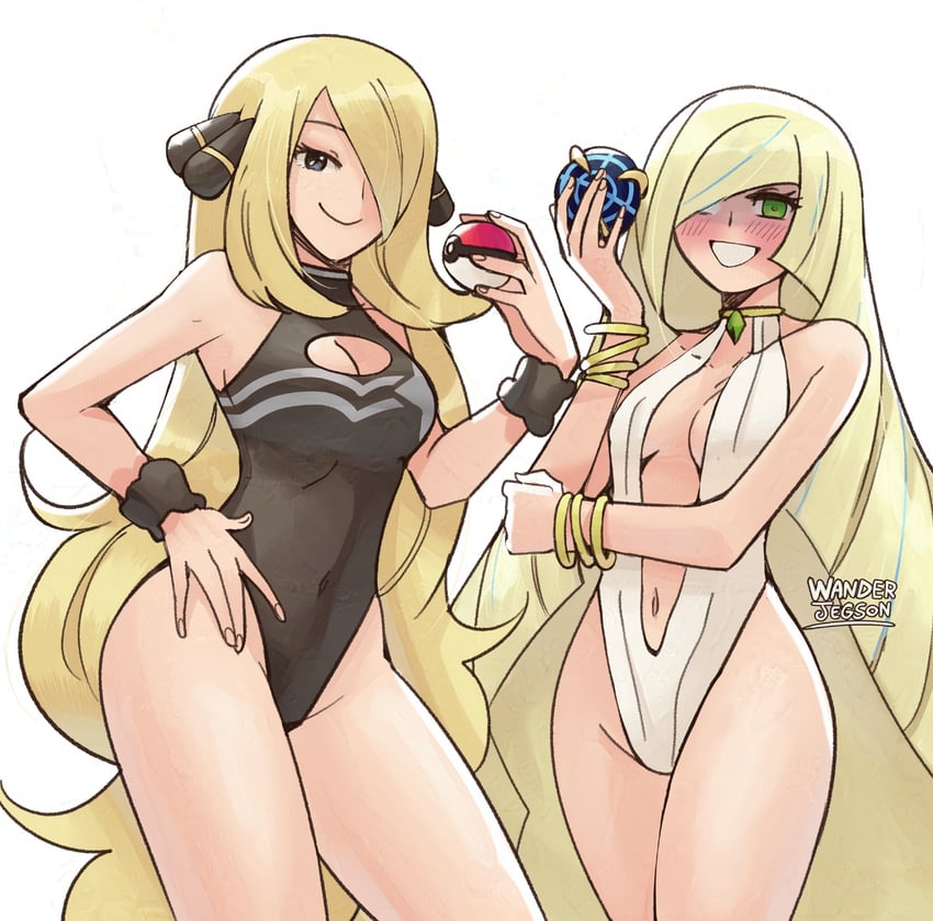 cynthia and lusamine (pokemon and 2 more) drawn by wanderjegson