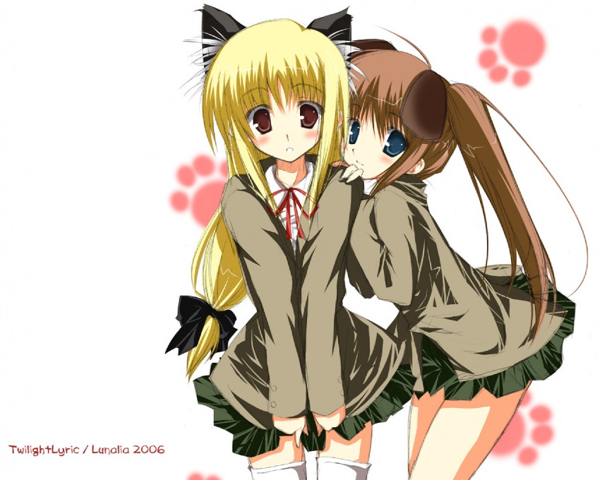 fate testarossa and takamachi nanoha (lyrical nanoha and 2 more) drawn by luna_lia