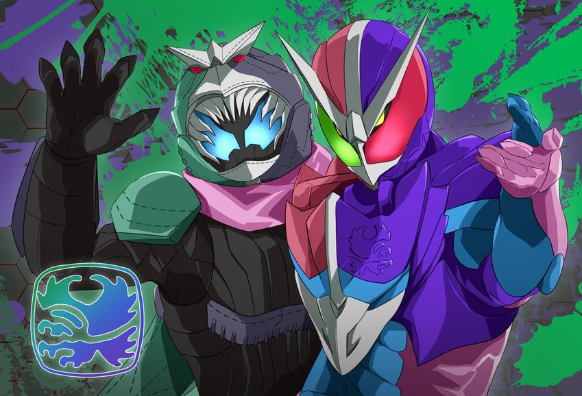 kamen rider revi and kamen rider vice (kamen rider and 1 more) drawn by miyabi_(037)
