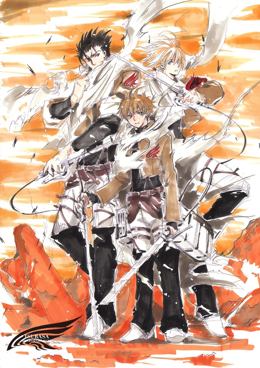xiaolang, fai d. flowright, and kurogane (shingeki no kyojin and 1 more) drawn by lu_(hozumi-013)