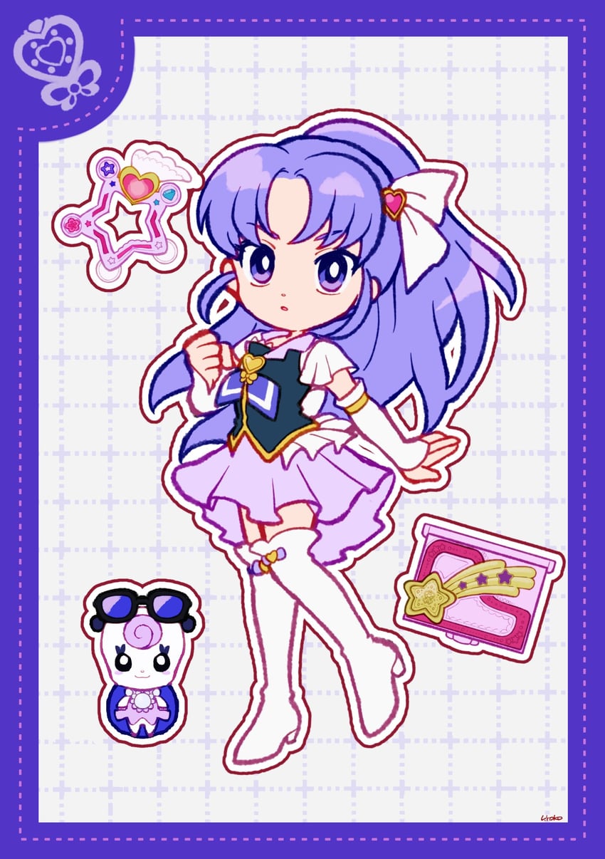 hikawa iona, cure fortune, and gurasan (precure and 1 more) drawn by uwded_207