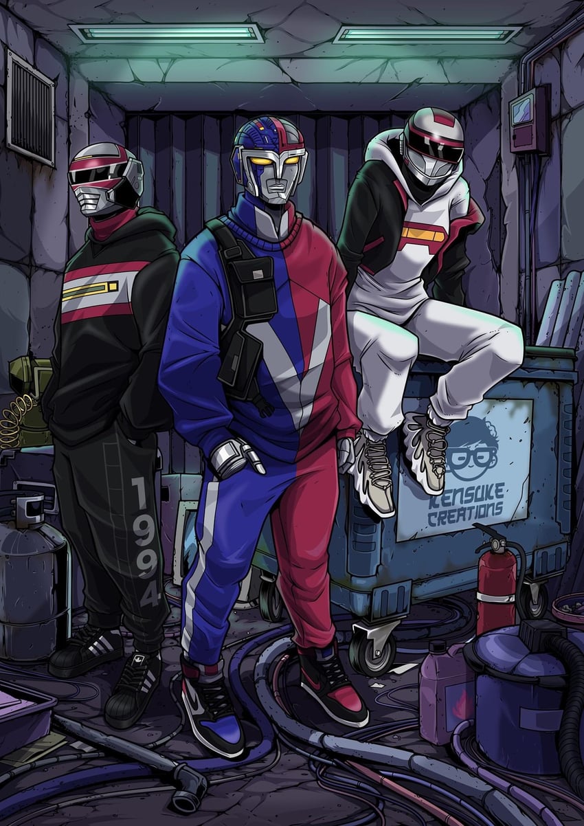 metalder, spielban, and lady (metal hero and 3 more) drawn by kensuke_creations