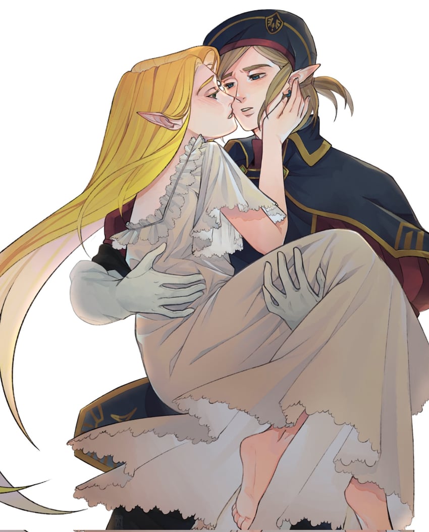 link and princess zelda (the legend of zelda and 1 more) drawn by zuttonabe