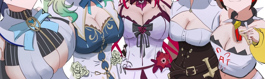 ouro kronii, nanashi mumei, hakos baelz, ceres fauna, and irys (hololive and 1 more) drawn by angelchama