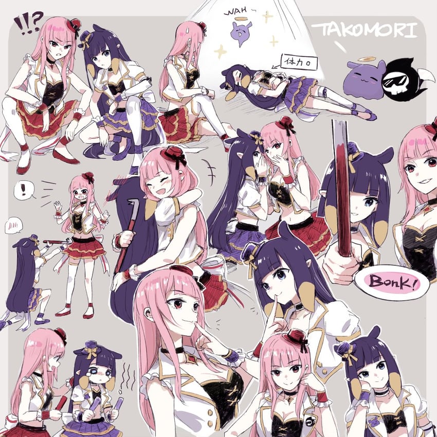 mori calliope, ninomae ina'nis, takodachi, and death-sensei (hololive and 1 more) drawn by yuuyu_(777)