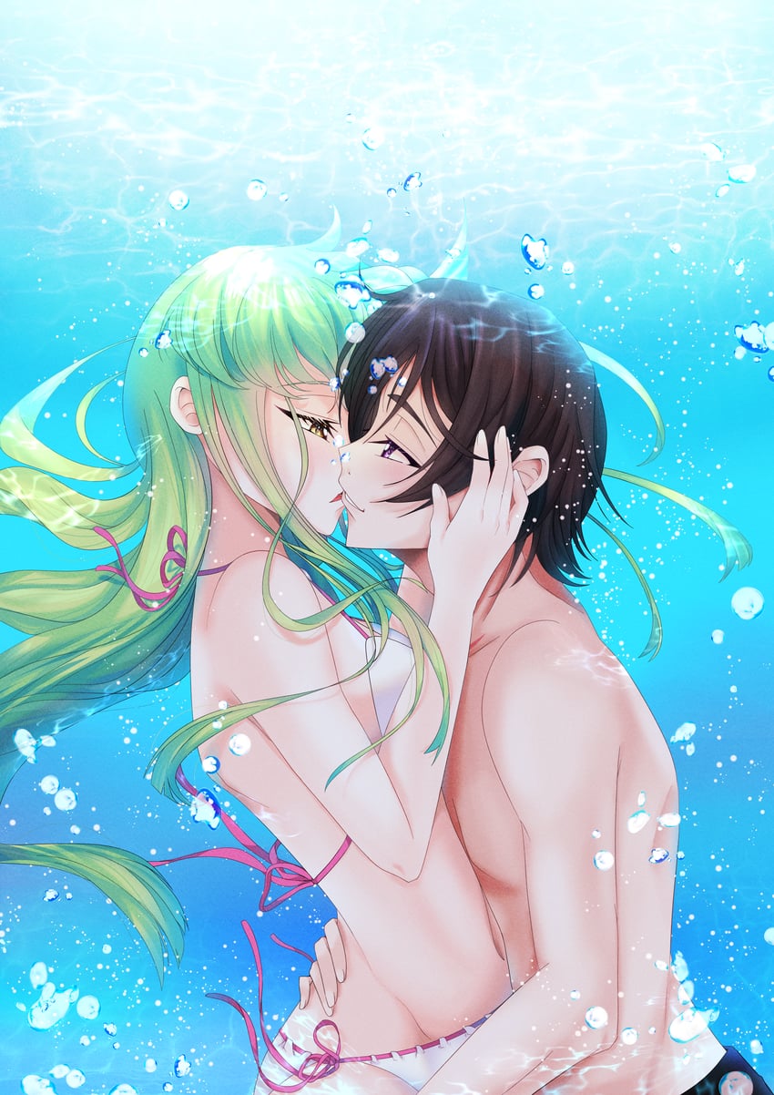 c.c. and lelouch vi britannia (code geass) drawn by budgiepon
