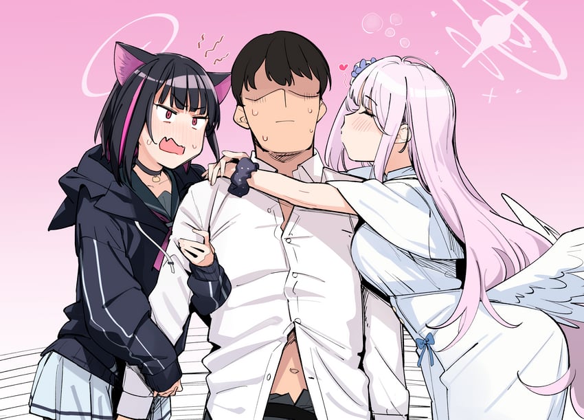 sensei, mika, and kazusa (blue archive) drawn by uno_ryoku