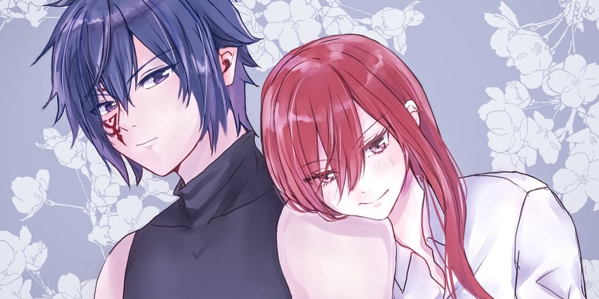 erza scarlet and jellal fernandes (fairy tail) drawn by puuyan