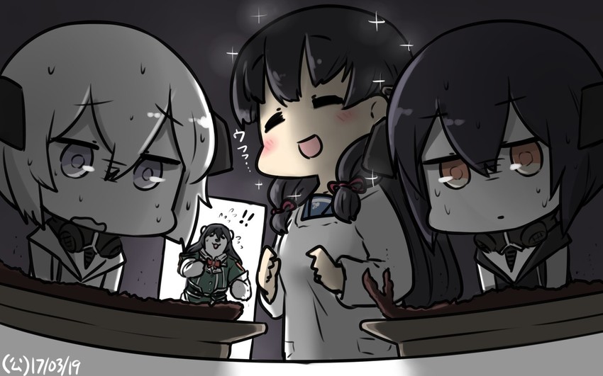 isokaze, chikuma, and abyssal twin princess (kantai collection) drawn by hamu_koutarou