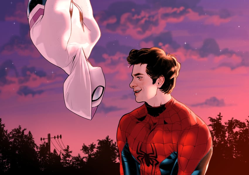 spider-man, spider-gwen, and peter parker (marvel and 5 more) drawn by msg_777