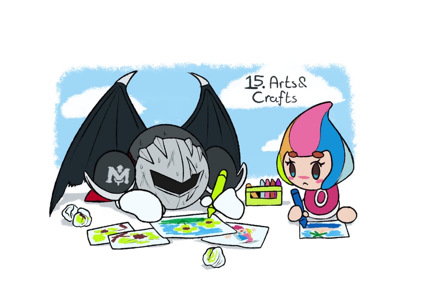 dark meta knight and elline (kirby) drawn by sol-lar-bink