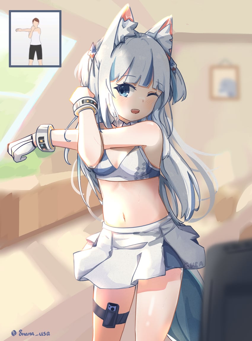 gawr gura (blue archive and 2 more) drawn by 8_nana_usagi