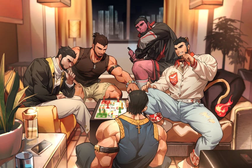 alca, male priest, male fighter, avenger, and male brawler (original and 2 more) drawn by baimeme