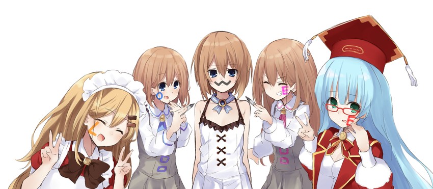 blanc, rom, ram, nishizawa mina, and financier (neptune) drawn by buran_buta