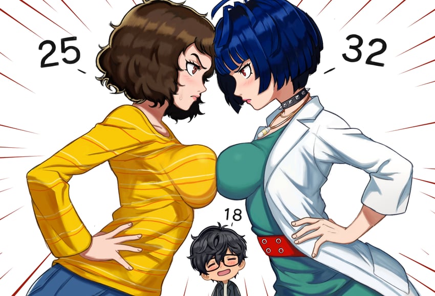 amamiya ren, kawakami sadayo, and takemi tae (persona and 1 more) drawn by neggoartz