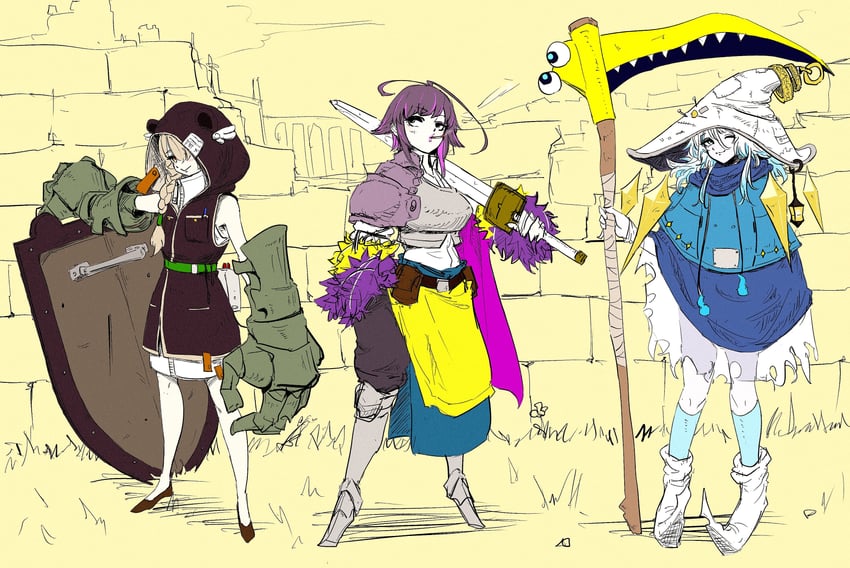 amatsuna sasaha, kasukane shino, and uruwashi ririri (nanashi inc.) drawn by hironoshin_110