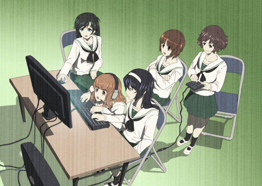 nishizumi miho, akiyama yukari, takebe saori, reizei mako, and isuzu hana (girls und panzer and 1 more) drawn by cent_u