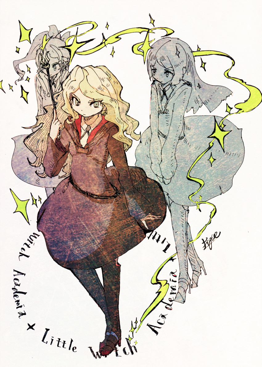 diana cavendish, barbara parker, and hanna england (little witch academia) drawn by figue