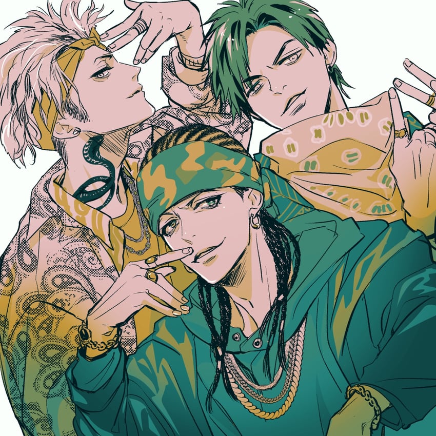 douan kazusato, saragi kenei, and kokuri ryouzan (hypnosis mic and 1 more) drawn by vivienne9westwood