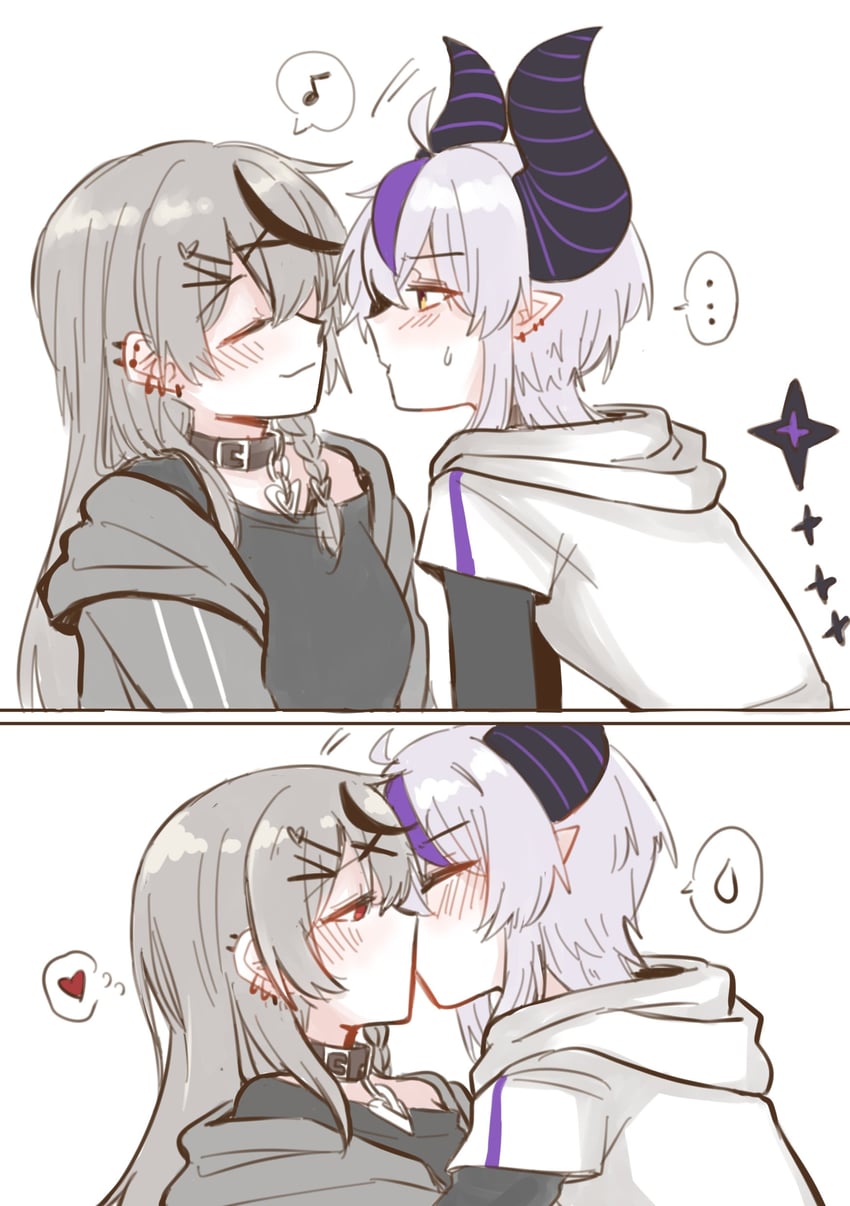 sakamata chloe and la+ darknesss (hololive) drawn by tora_(nanamiiill)