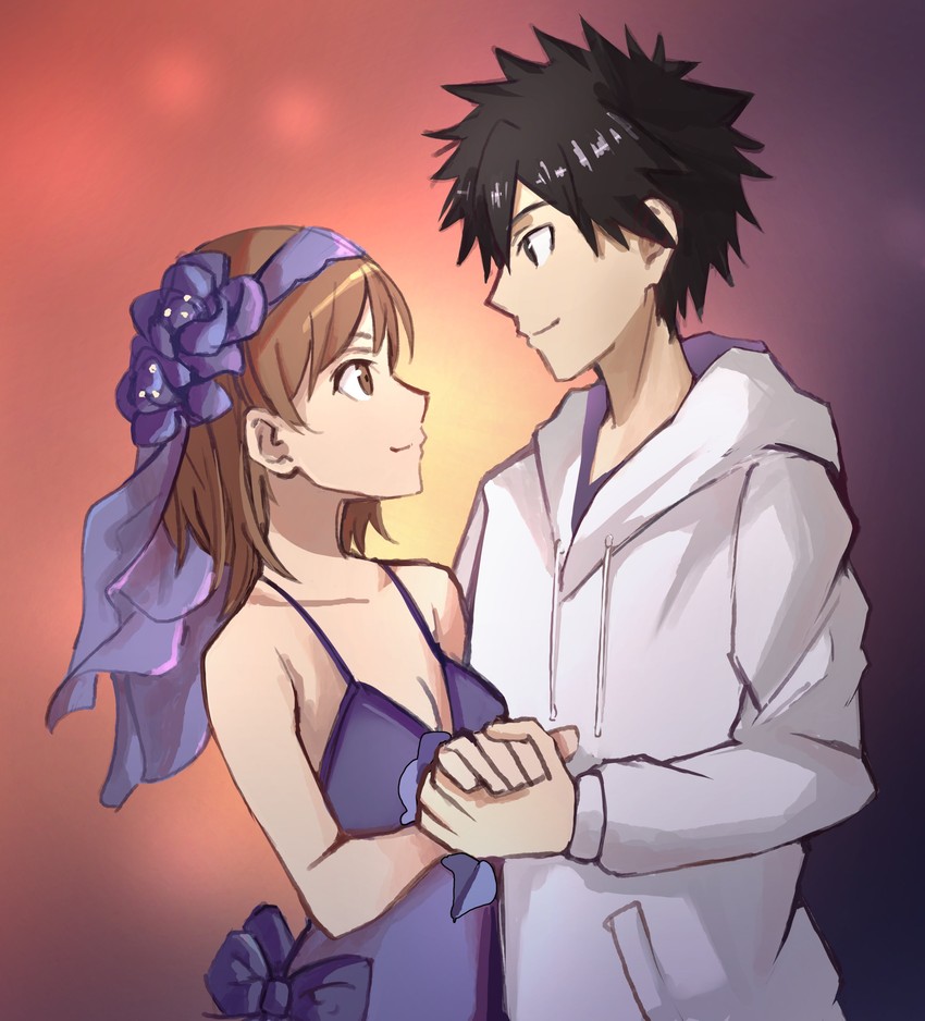 misaka mikoto and kamijou touma (toaru majutsu no index and 1 more) drawn by jengkay