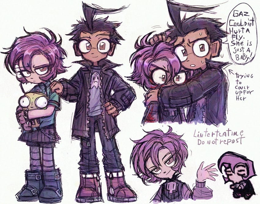 gir, gazlene membrane, and dib (invader zim and 1 more) drawn by linterteatime