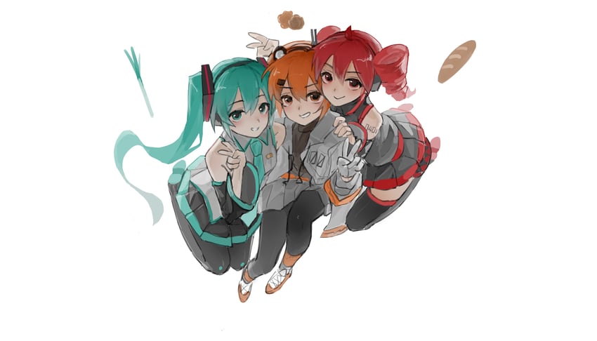 hatsune miku, kasane teto, and adachi rei (vocaloid and 2 more) drawn by tlseone