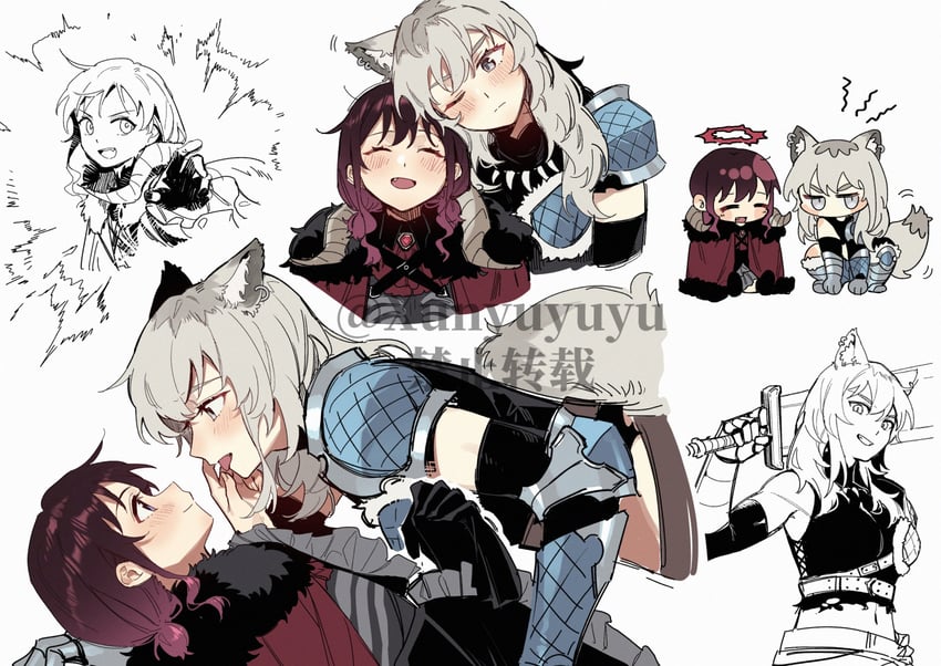 iseri nina and kawaragi momoka (girls band cry and 1 more) drawn by xunyu_(manyu)