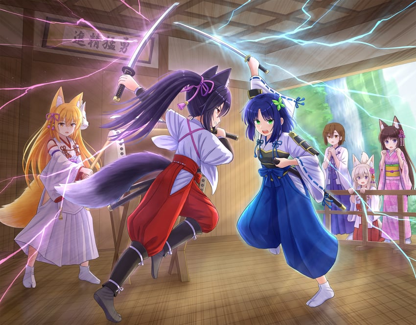 koyoi, mutsuki, kunoichi-chan, and kohaku (original) drawn by iroha_(iroha_matsurika)