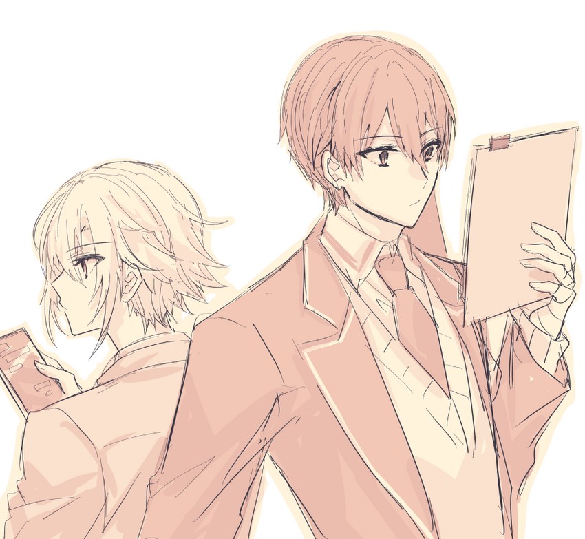 kenmochi touya and uzuki kou (nijisanji) drawn by shikino_yuki