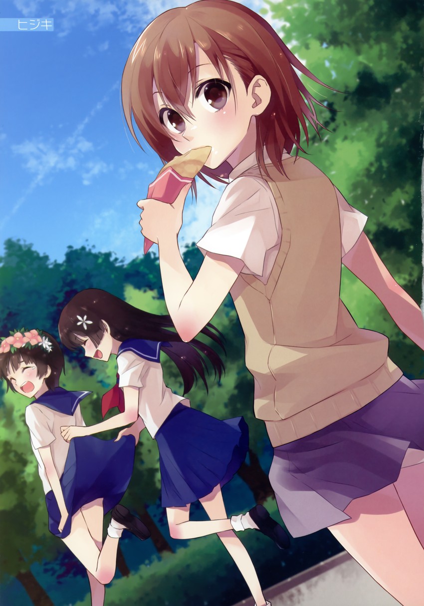 misaka mikoto, saten ruiko, and uiharu kazari (toaru majutsu no index and 1 more) drawn by hijiki_(hijikini)