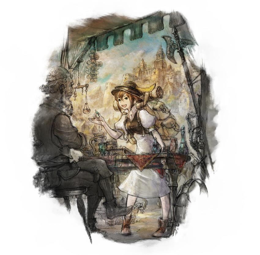 tressa colzione (octopath traveler and 2 more) drawn by ikusy