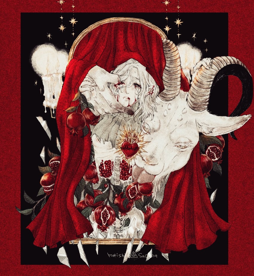 mithrun and goat (dungeon meshi) drawn by morishio_sacana