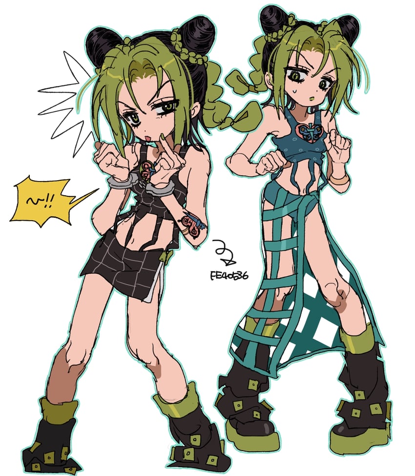 kujo jolyne (jojo no kimyou na bouken and 1 more) drawn by fu_r_y
