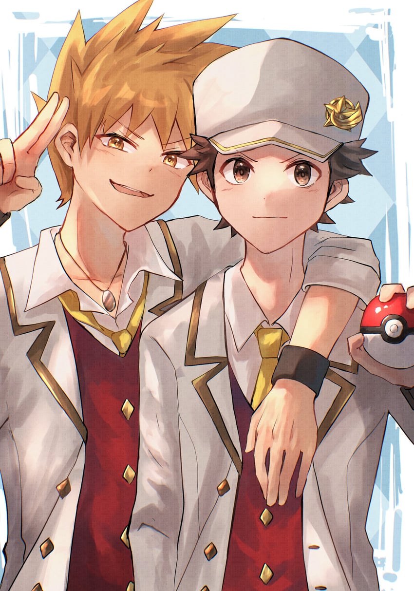 red and blue oak (pokemon and 2 more) drawn by shiruko_(s1ruko)