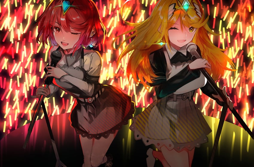 pyra and mythra (xenoblade chronicles and 1 more) drawn by tarbo_(exxxpiation)