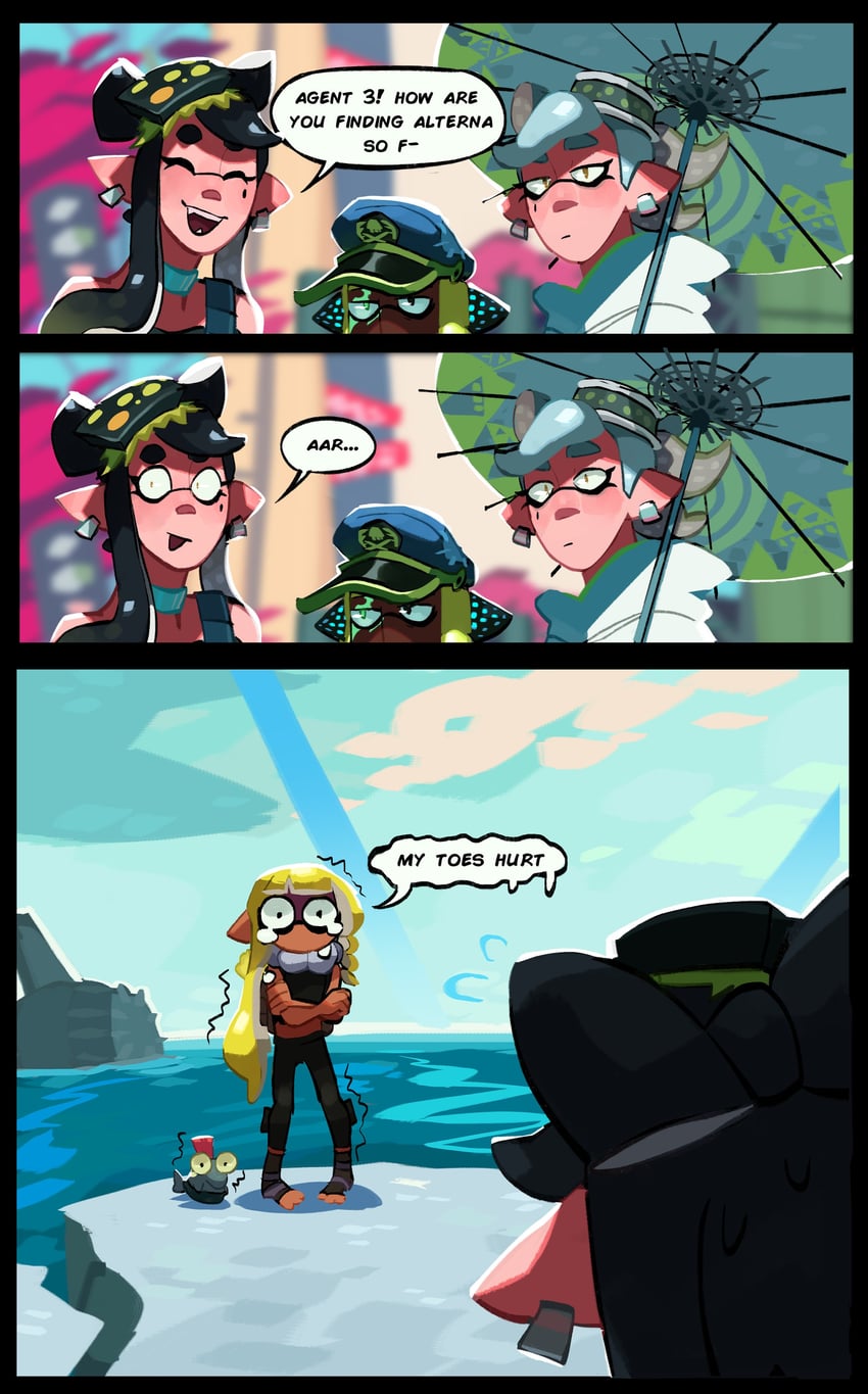 callie, marie, agent 3, smallfry, and captain 3 (splatoon and 1 more) drawn by el_padaa_(the_trashiest_pada)