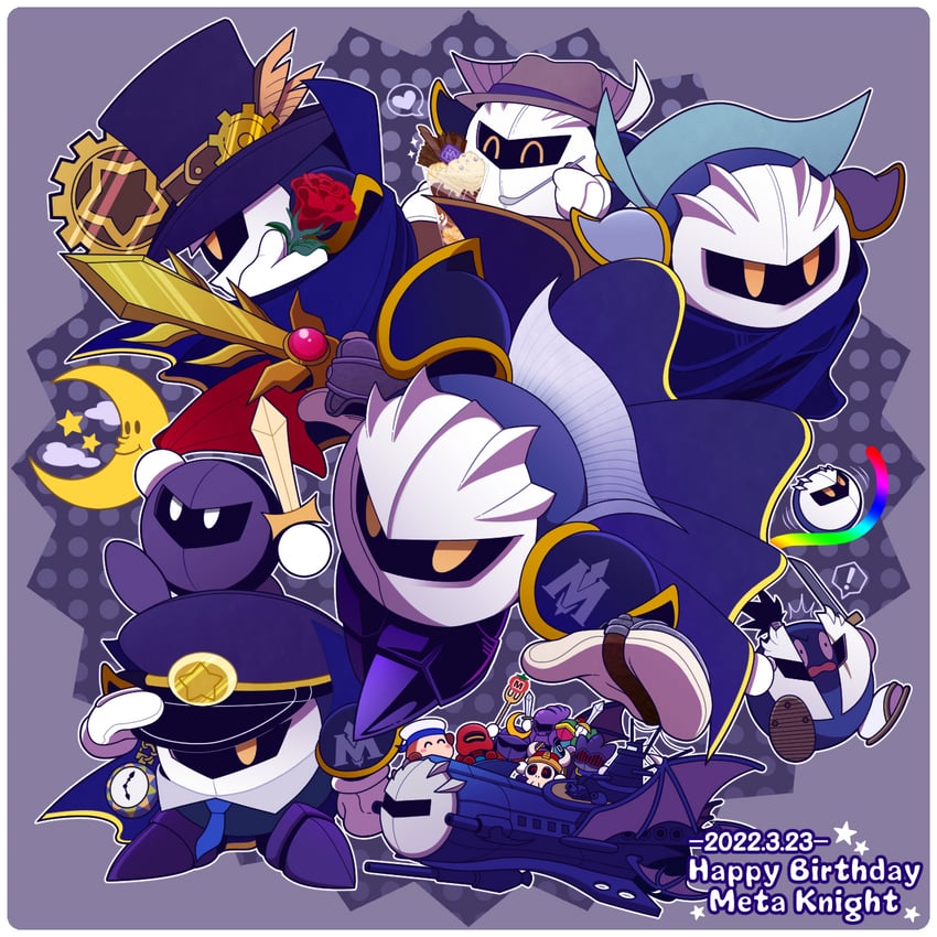 meta knight, sailor waddle dee, mace knight, axe knight, javelin knight, and 3 more (kirby and 7 more) drawn by rainohmok3