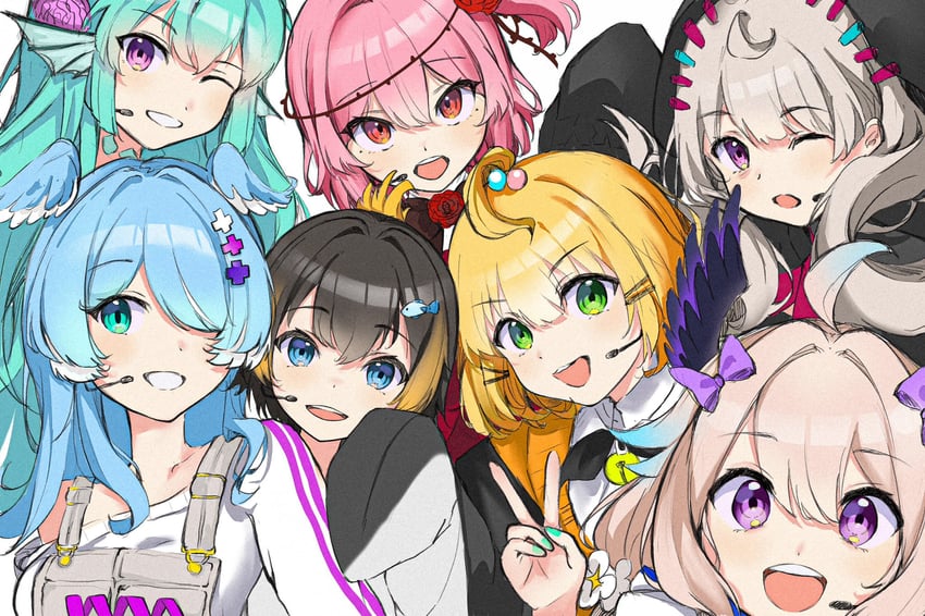 elira pendora, enna alouette, finana ryugu, petra gurin, millie parfait, and 2 more (nijisanji and 1 more) drawn by ria_(ria_0z)