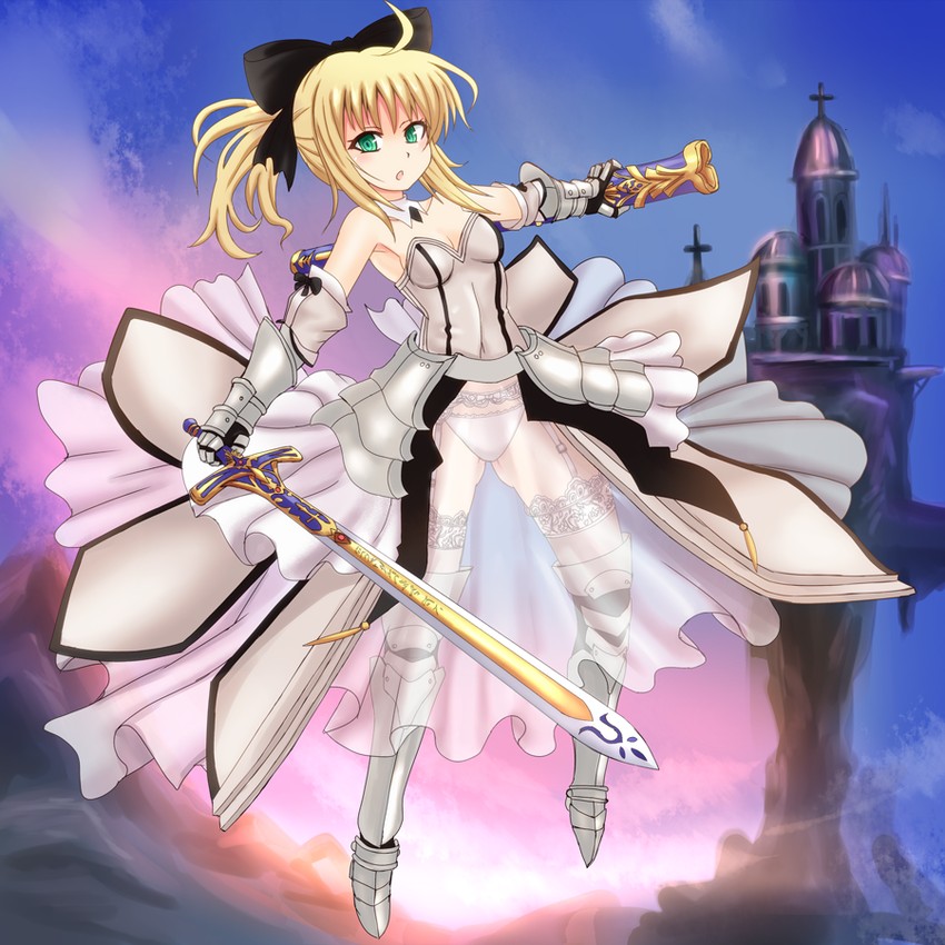 artoria pendragon, saber, and saber lily (fate and 1 more) drawn by sumapan