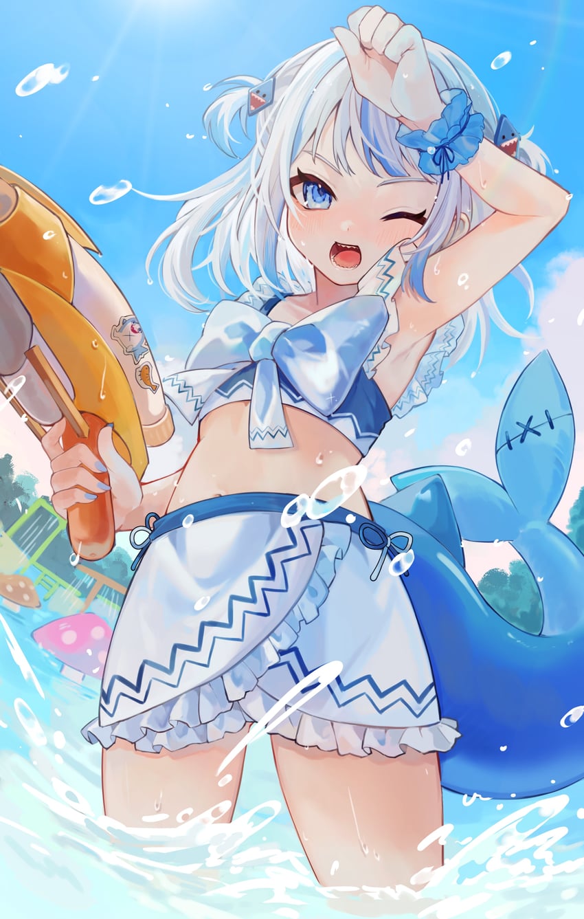 gawr gura (hololive and 1 more) drawn by usagi_(cecilia)