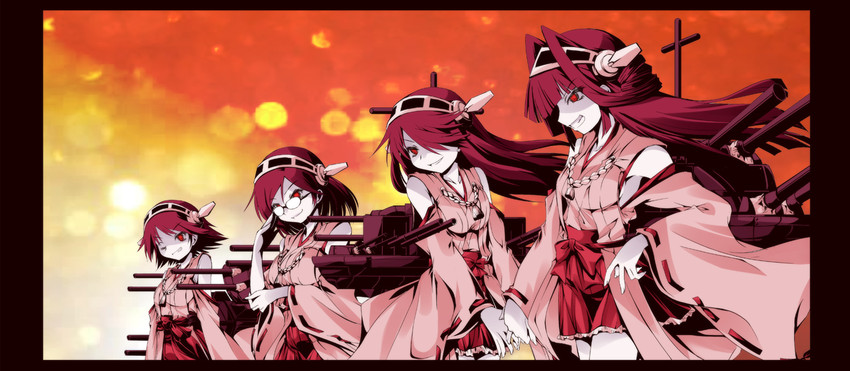 kongou, haruna, hiei, and kirishima (kantai collection) drawn by yamanashi_kaname