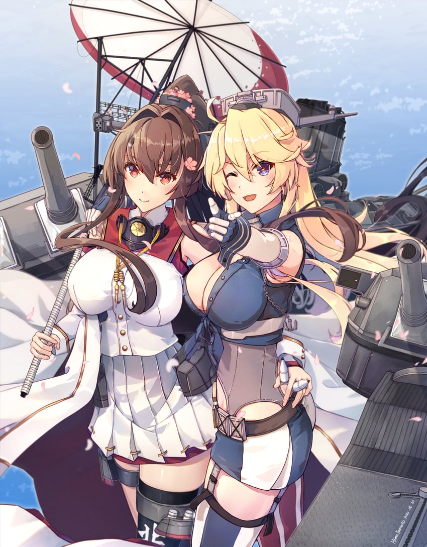 yamato, iowa, and yamato kai ni (kantai collection) drawn by himeyamato