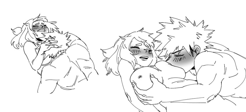 bakugou katsuki and uraraka ochaco (boku no hero academia) drawn by duskume