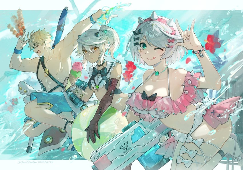 ramlethal valentine, elphelt valentine, and sin kiske (guilty gear and 1 more) drawn by youmicitrustea