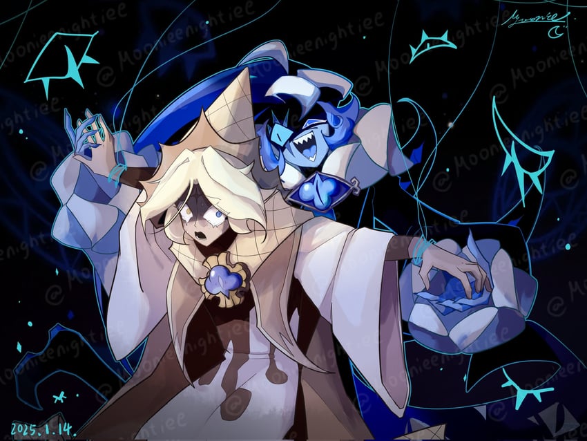 shadow milk cookie and pure vanilla cookie (cookie run and 1 more) drawn by moonieenightiee