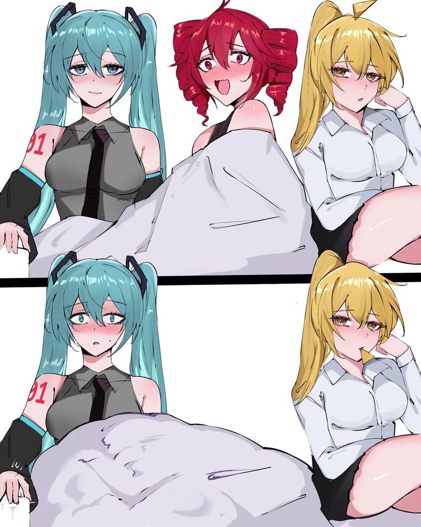hatsune miku, kasane teto, and akita neru (vocaloid and 2 more) drawn by arnkun
