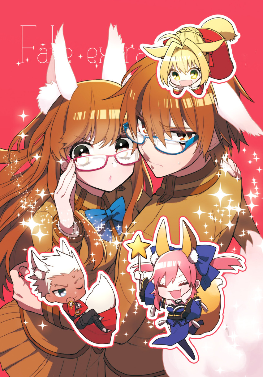 tamamo, nero claudius, tamamo no mae, archer, and kishinami hakuno (fate and 1 more) drawn by routo