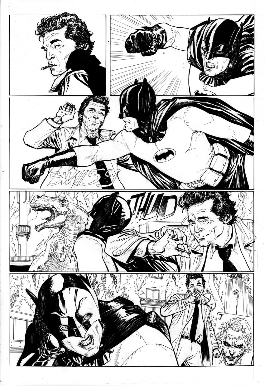 batman, joker, lieutenant columbo, and adam west (dc comics and 2 more) drawn by marcofodera