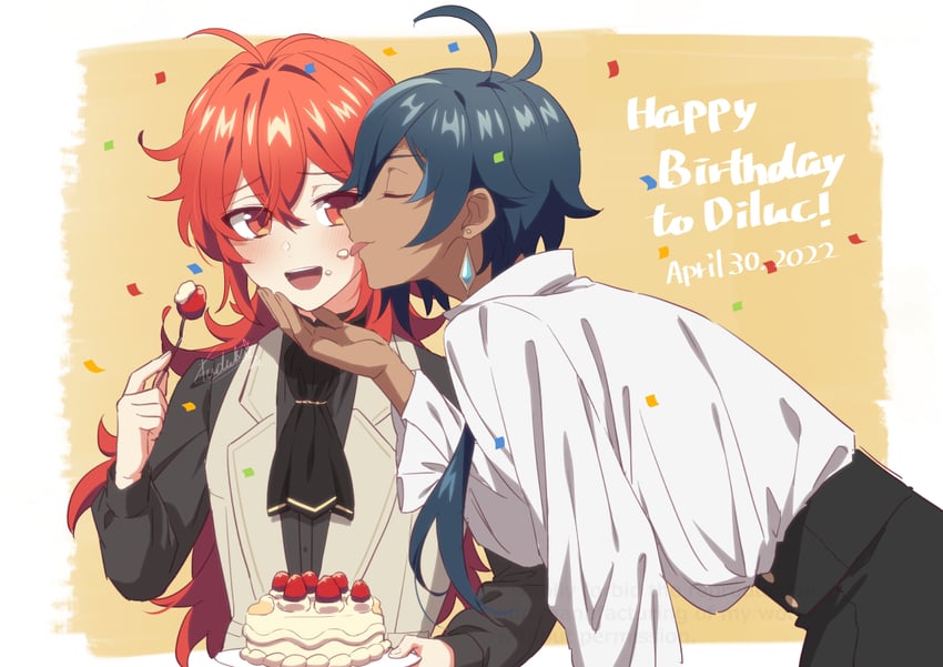 diluc and kaeya (genshin impact) drawn by yuu_(mboj_fdk)